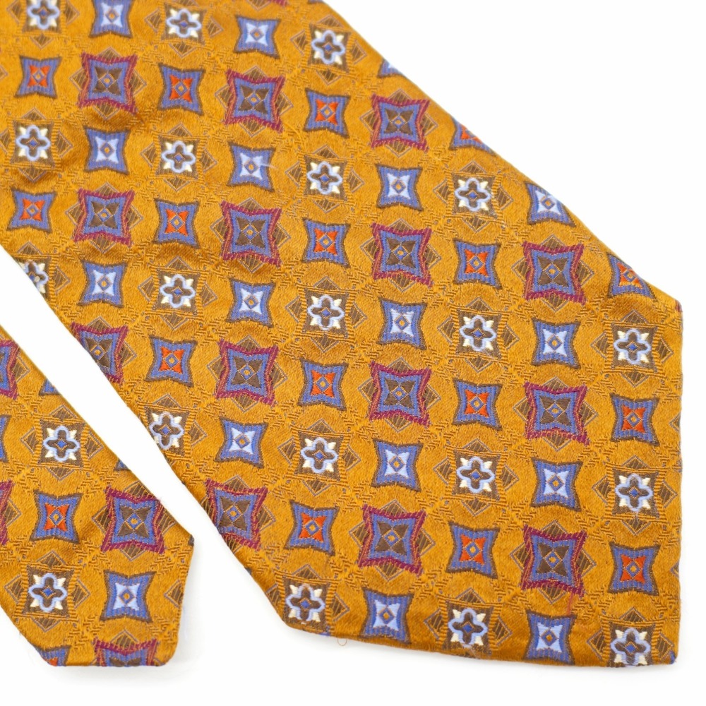 Robert Talbott Best Of Class Nordstrom Silk Tie Brown Woven Geometric Floral USA